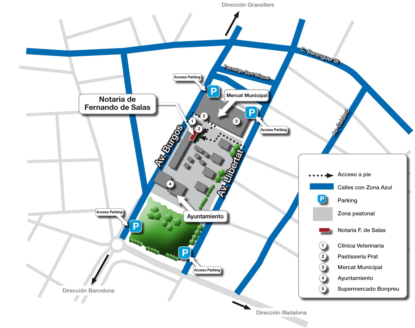 Mapa de acceso a Notaria Fernando de Salas. Mollet del Vallès. Plànol Mollet del Vallès
